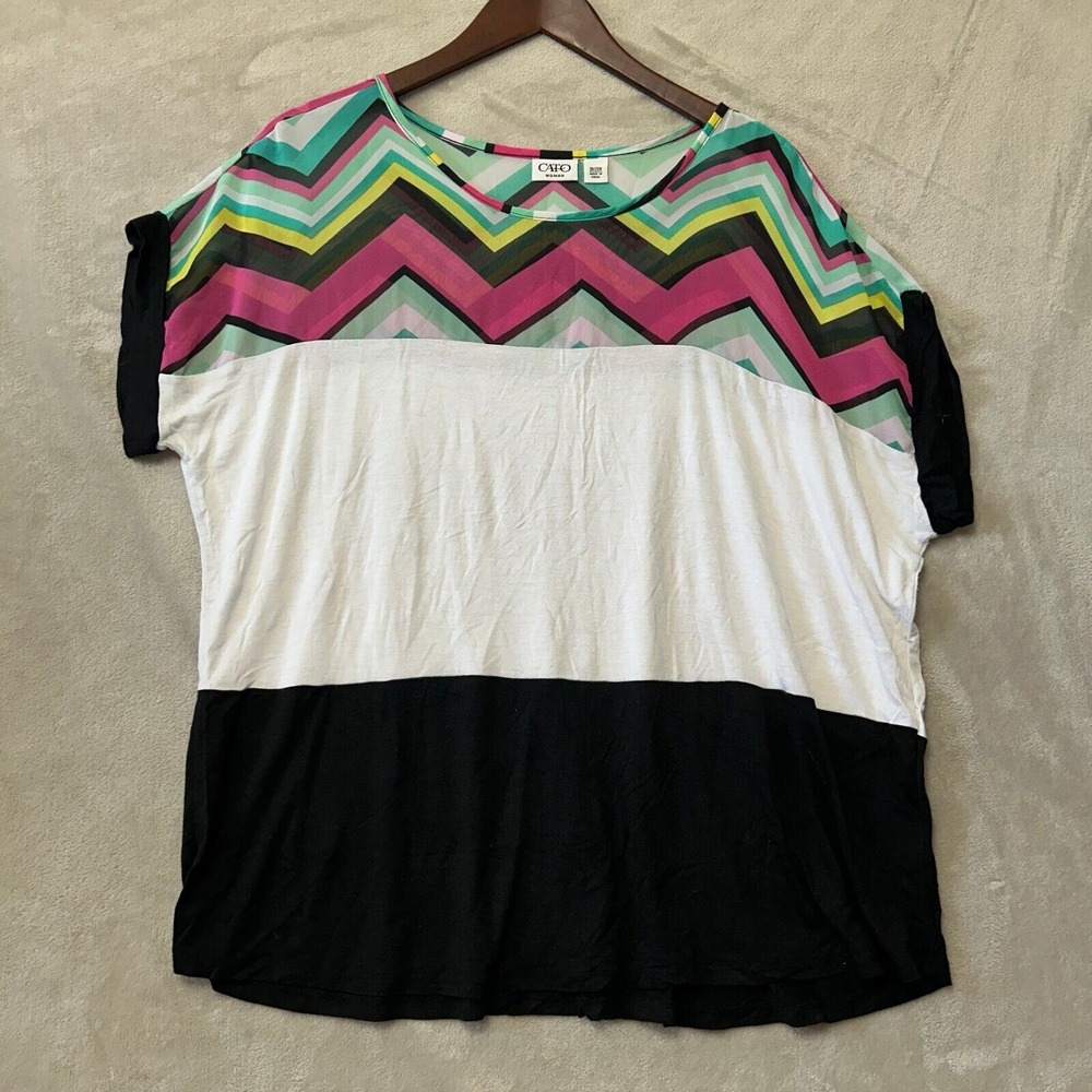 CLEARANCE!! Cato Print Top Size 18/20 Short Sleeve Colorful Chevron Casual Comfy